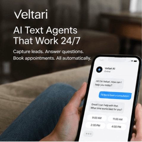 Veltari AI text agent booking an appointment by text