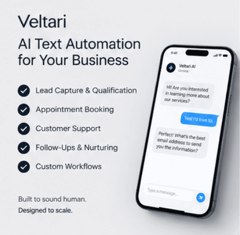 What a Veltari AI text agent handles